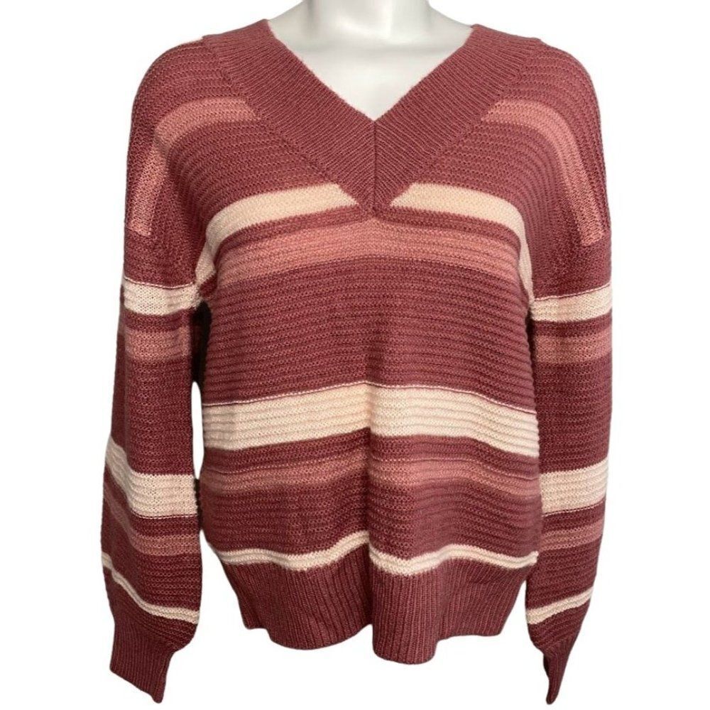 Derek Heart Sweater Top Juniors' MEDIUM Pink Peach Ivory Oversized Relaxed NEW‎